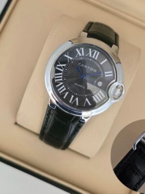 Cartier Ballon Bleu Black Leather Strap