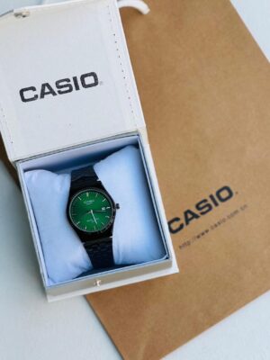 Casio MTP Black Green Dial Watch