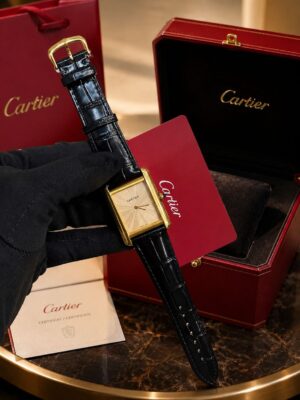 Cartier Tank Louis Cartier Black Leather Strap Watch